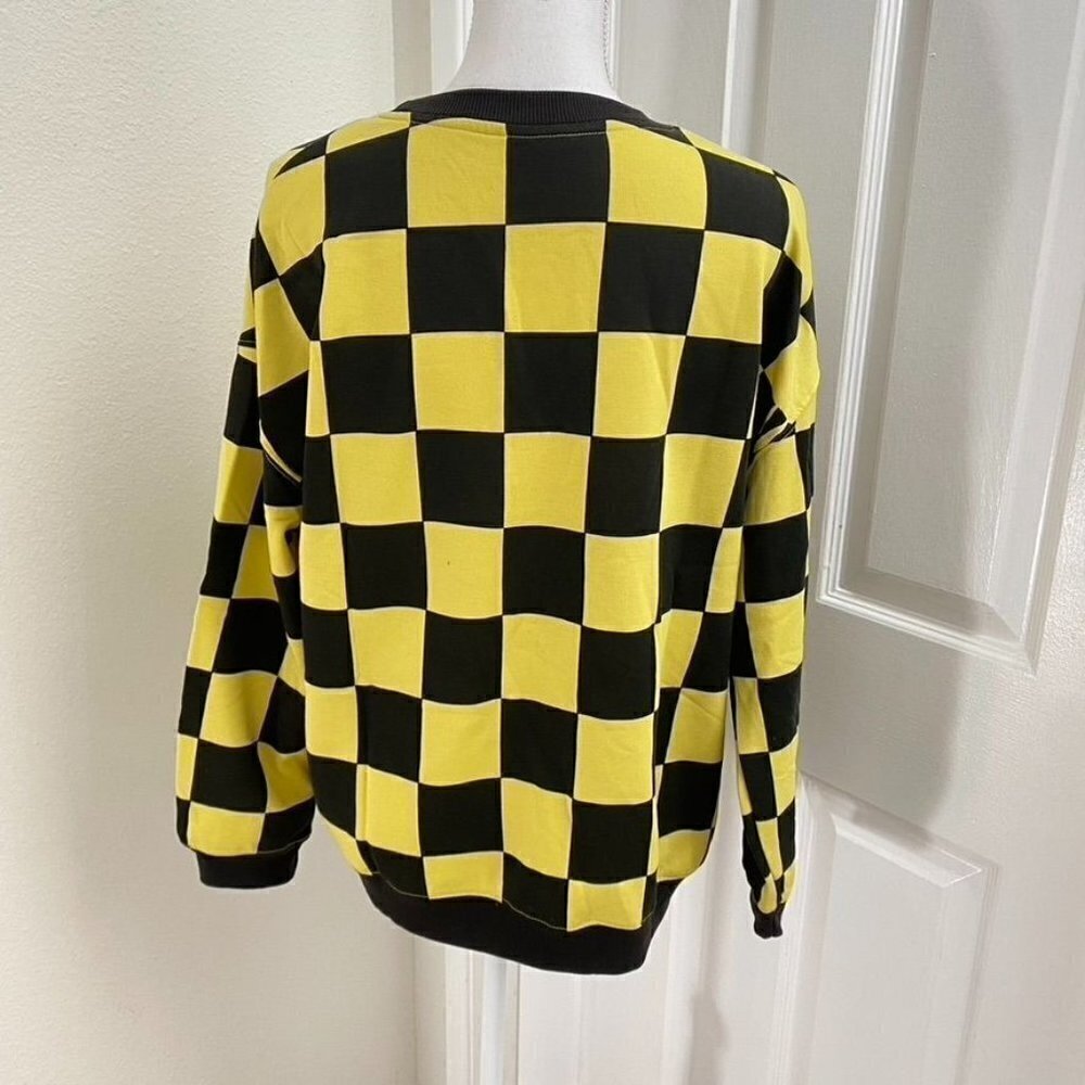 Peanuts Snoopy Charlie Brown Cozy Graphic Sweatshirt Yellow Check Sizes M/ L - Picture 5 of 10